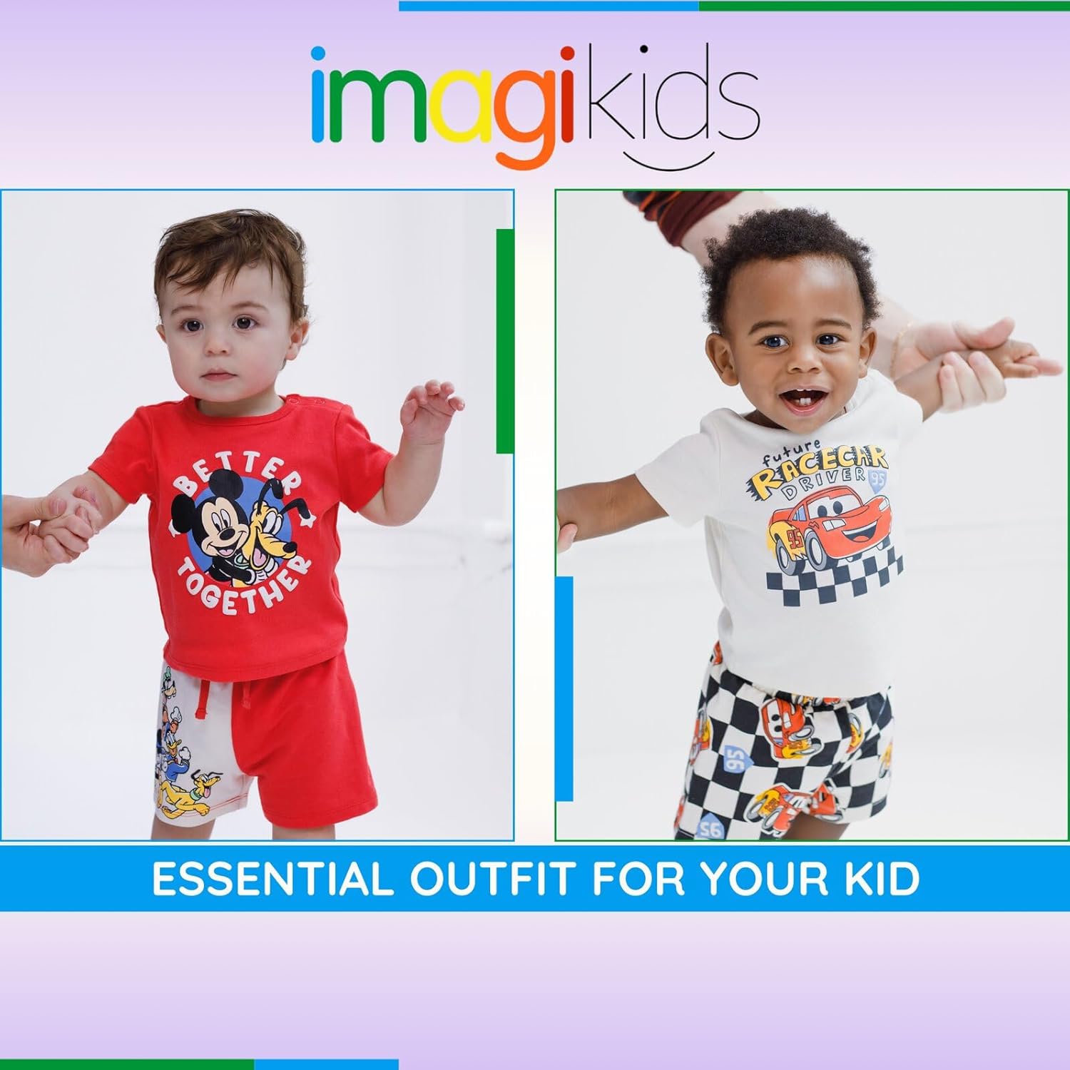 Disney T-Shirt and French Terry Shorts Outfit Set Newborn to Little Kid Sizes (Newborn - 5) - Image 3