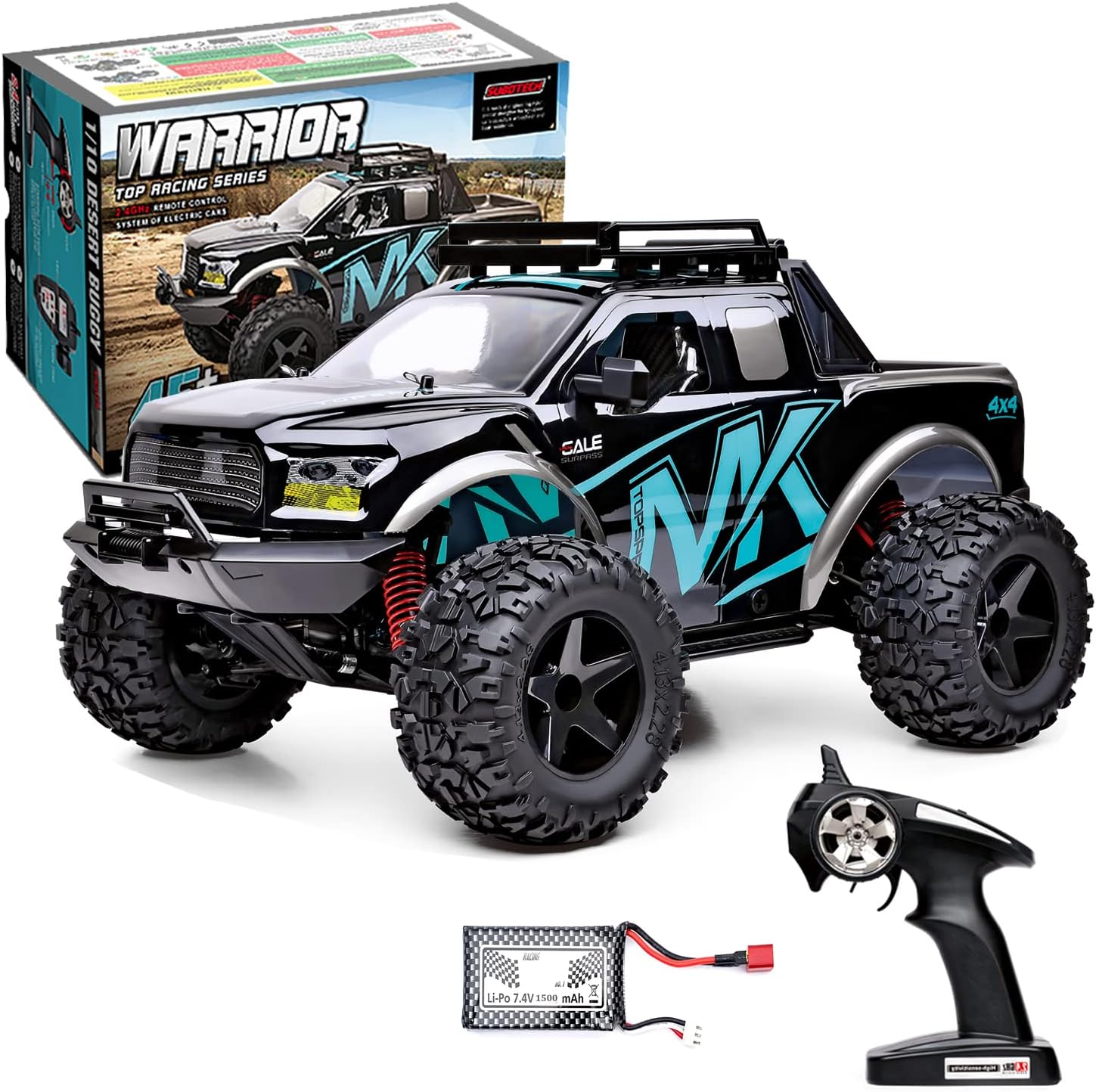RC Cars 1:10 Scale 45+ kmh High Speed Large Remote Control Car 4x4 Off Road Monster Truck Electric 2.4GHz All Terrain Waterproof Boy Toys Truck Crawler Hobby Car for Kids and Adults
