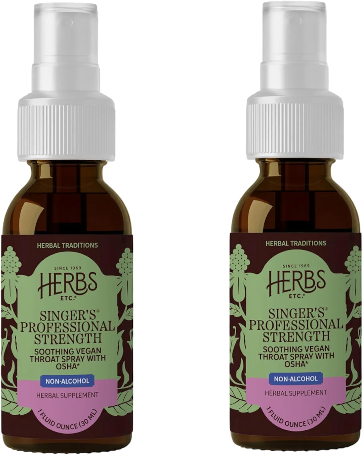 Herbs Etc. Singer's Saving Grace Professional Strength Non-Alcohol Spray - Herbal Support for Soothing Throat - Throat Comfort Spray with Yerba Mansa & Licorice - 1 fl oz (About 75 Servings) - 2 Pack
