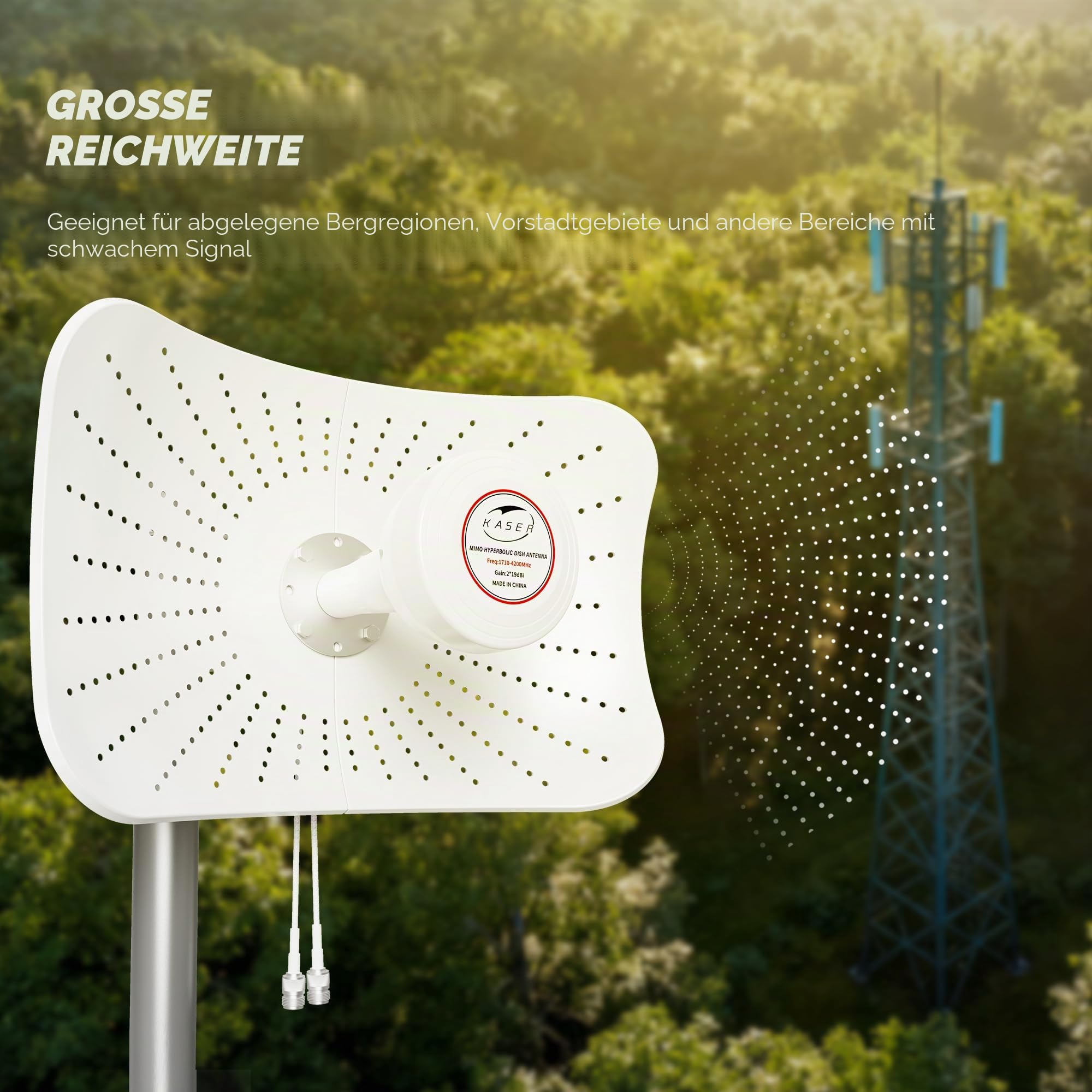 KASER Antenne 5G 4G LTE Mimo 1710-6000 MHz Gewinn bis zu 19 dBi kompatibel mit Router 5G 4G N-SMA Anschluss mit TS9 - X2 Kabel 10 m