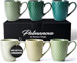 MIAMIO – 6 x 400 ml – Coffee Mug Set/Mug - Modern Ceramic Mug Matt - Coffee Mug Large - Palmanova Collection (Green)