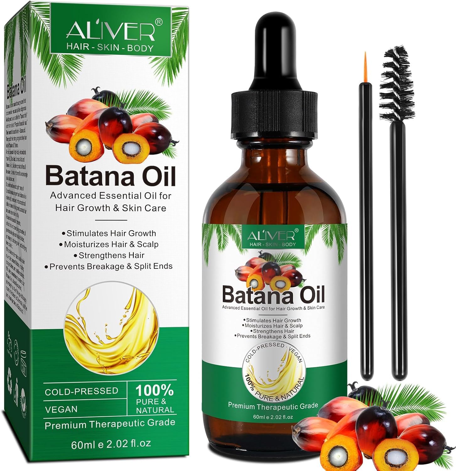 Batana Oil for Hair Growth & Skin Care, 100% Pure & Natural Batana Oil, Prevents Hair Loss, Repairs Damaged Hair & Skin