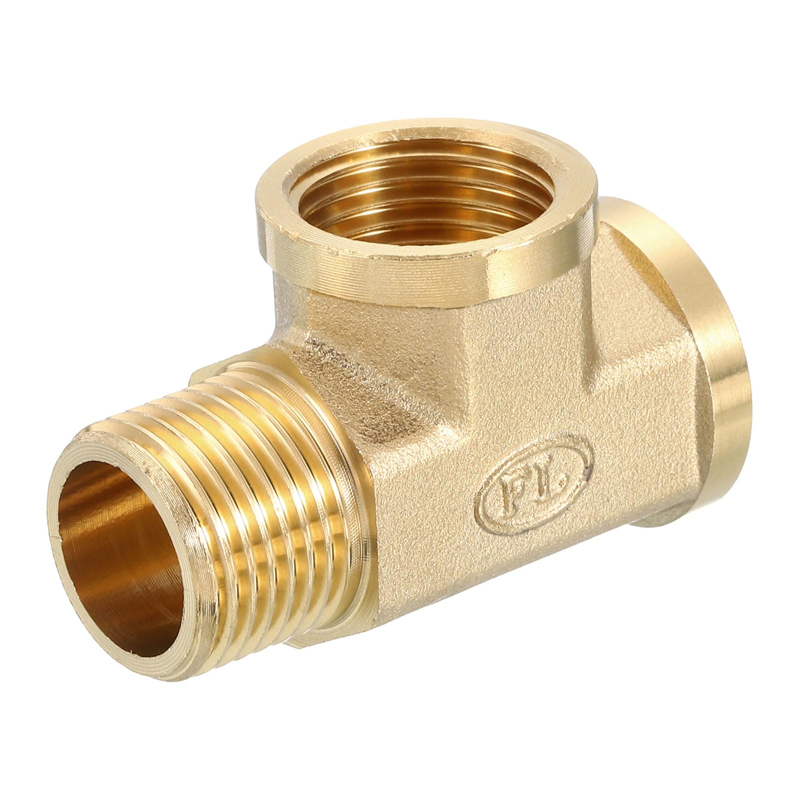 Sourcing Map Brass Tee Pipe Fitting, G1/2" 3 Way T-Connector Coupler Adapter for Gas Transport Connect Pipelines, 1 Pcs