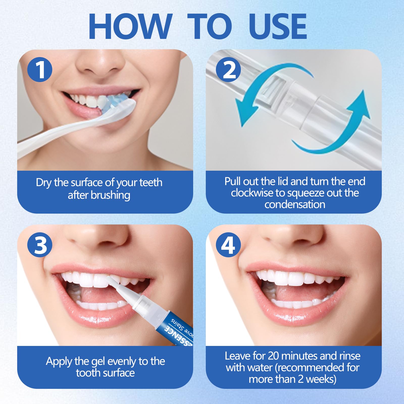 3 Pezzi Penna Sbiancante Denti,Penne Gel Sbiancante per Denti Bianchi,Penna Sbiancantes Dentis Professionale,Rimuove le Macchie Superficiali,Sbiancamento rapido,Facile da Usare