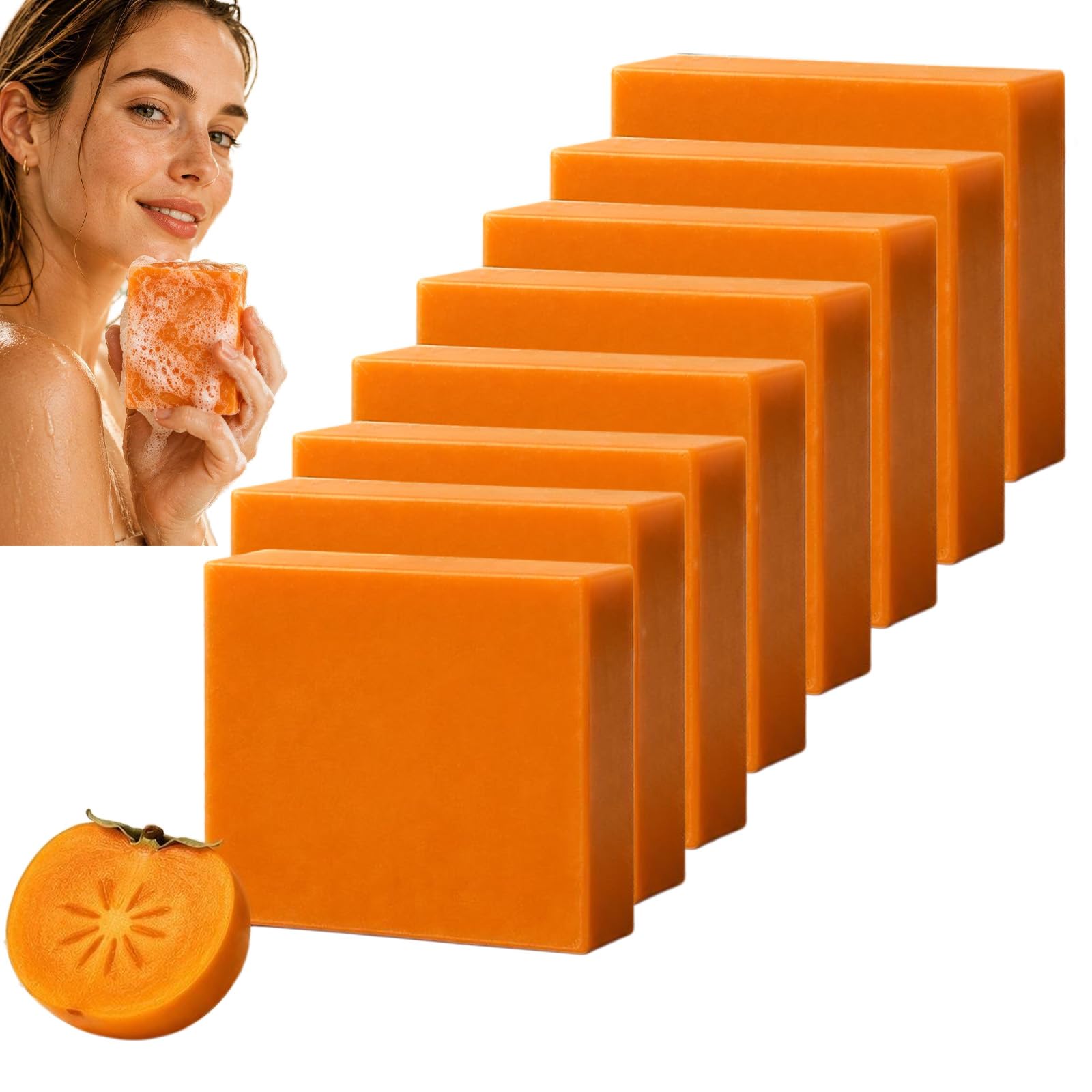 Natürliche desodorierende Persimmon Seife Bar für Körpergeruch Kontrolle, sanfte tägliche Reiniger für Männer Frauen, Tiefenreinigung mit Persimmon-Extrakt (8pcs)