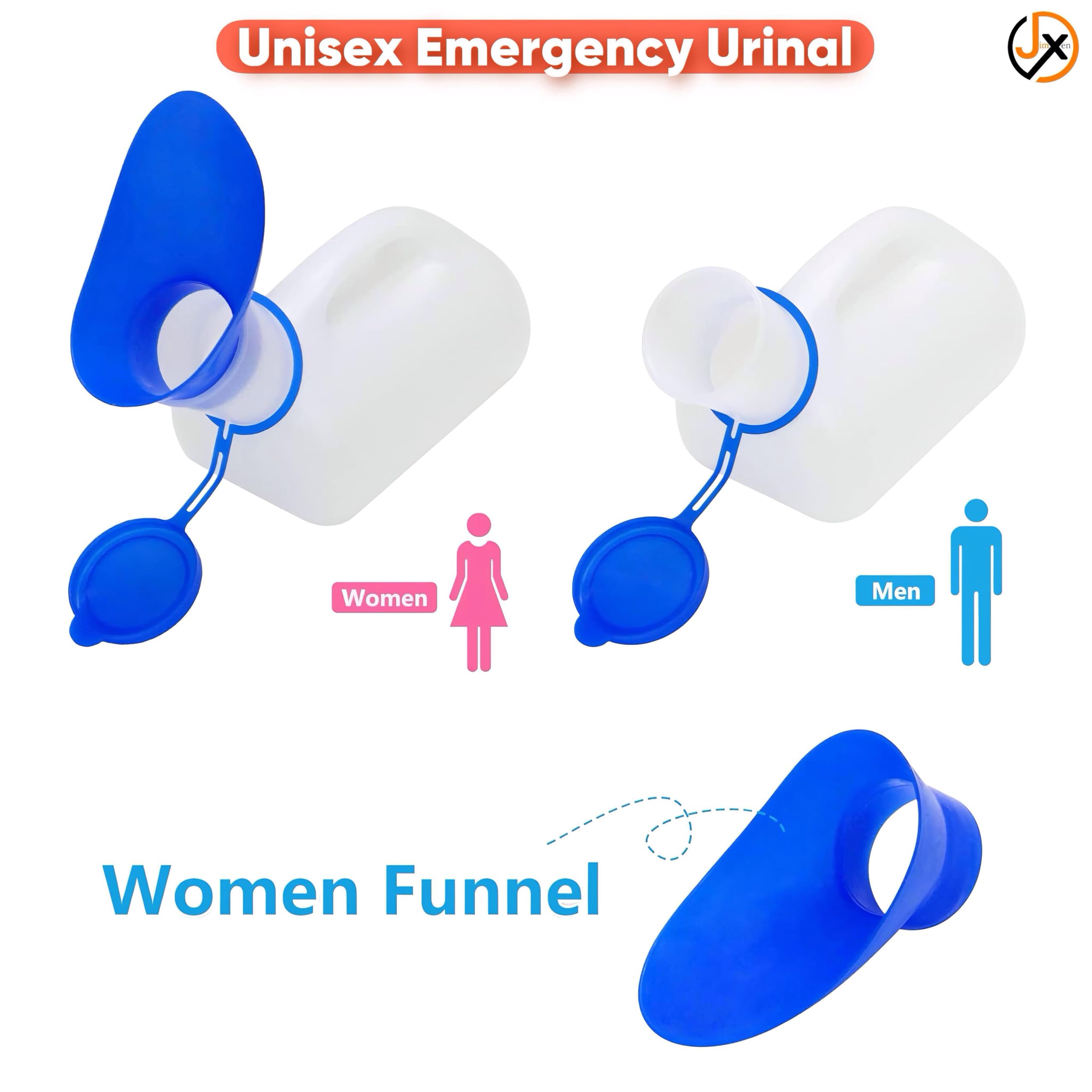 JimXen 1000ML Unisex Urinal Bottle Portable Pee Funnel with Sealed Lid for Men & Women | Reusable Toilet for Travel, Car, Camping, Home, Hospital & Emergency Use - Image 4 thumbnail