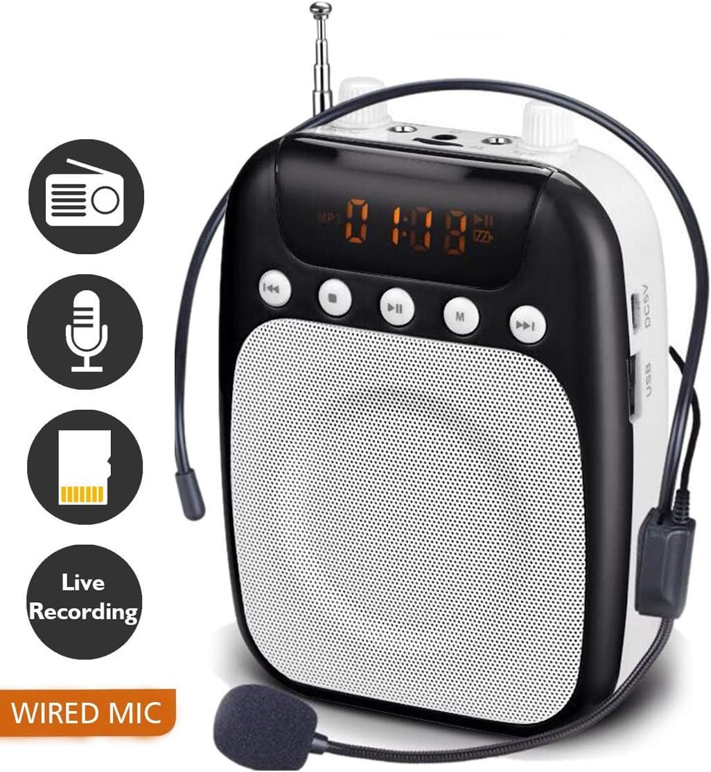 LAPLOMA Retro Portable Rechargeable Loudspeaker with Microphone, Karaoke Player Recording, FM Mode, MP3, SD Card, USB, Aux Cable Support, Miracle Sound Voice Amplifier (White)