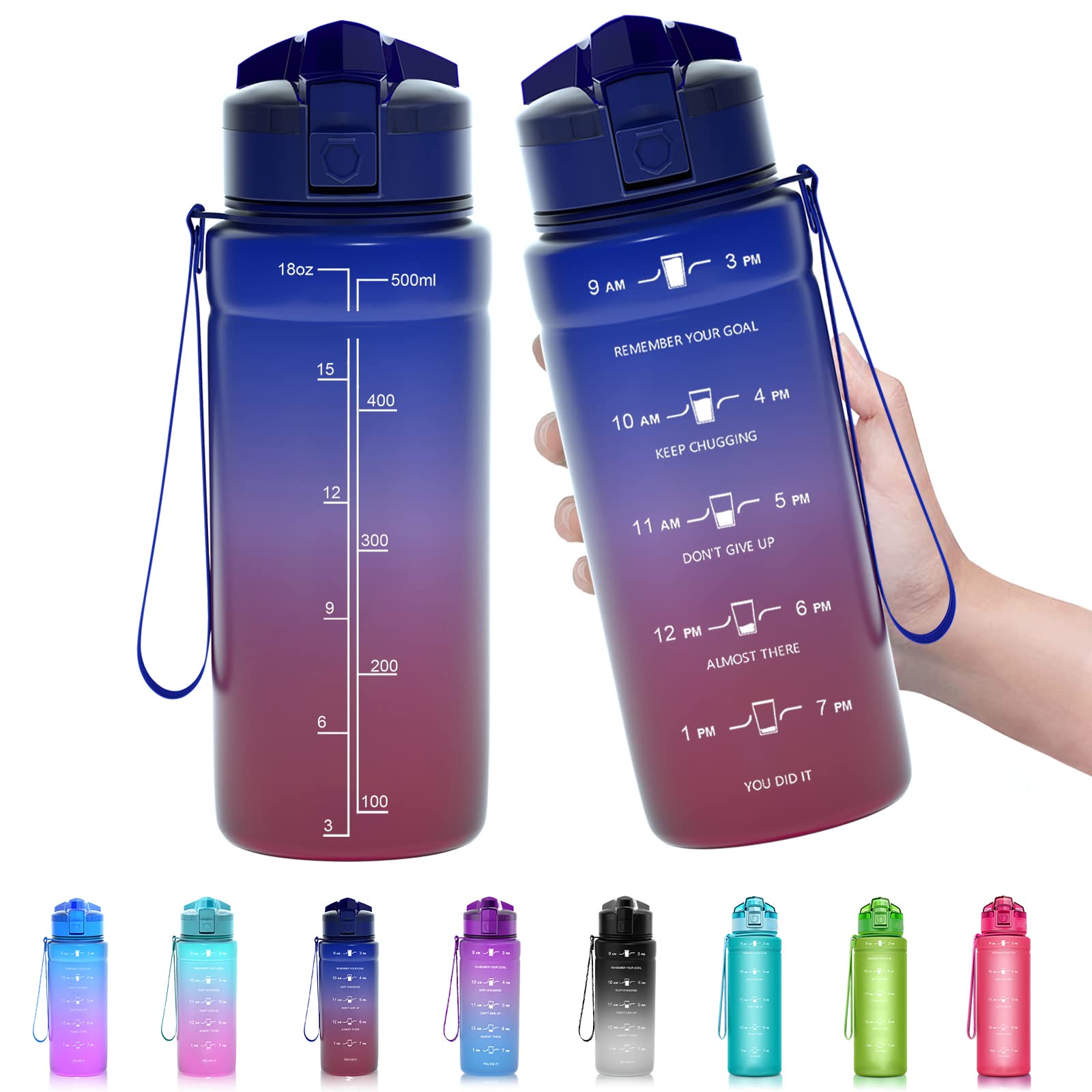 ZOUNICH Botella Agua Deporte, Botella Agua Niños sin BPA Reutilizable Plástico Tritan - 500 ml / 700 ml / 1 l, Cantimploras para Te con Filtro, para Infantil, Gimnasio, Bicicleta — view 8