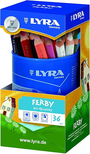 LYRA Ferby Wooden Chunky Coloured Pencils, 36 Pieces in Assorted Colours, Ideal for Children & Schools