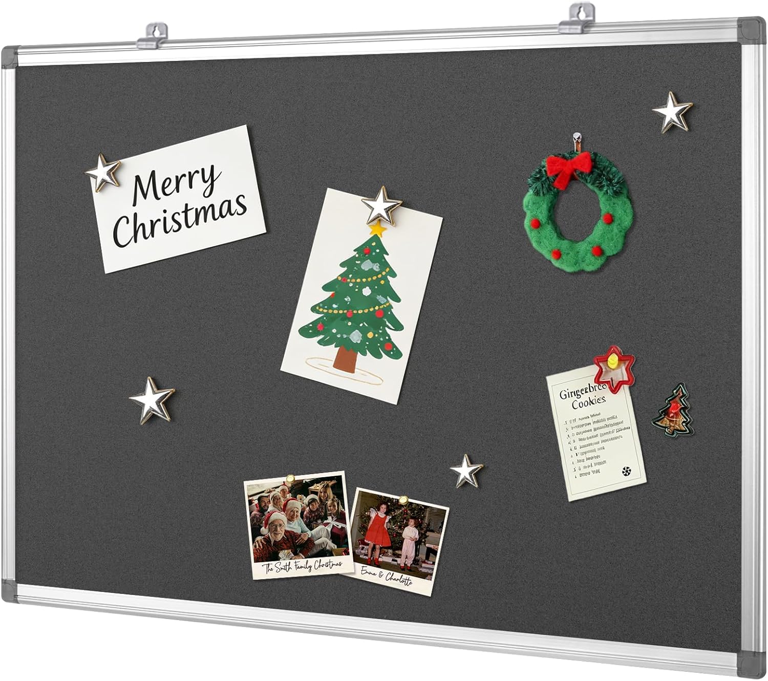 Fabric Notice Pin Board Bulletin Board for Home Office Classroom,Wall-Mount,Black Felt,36x24inches