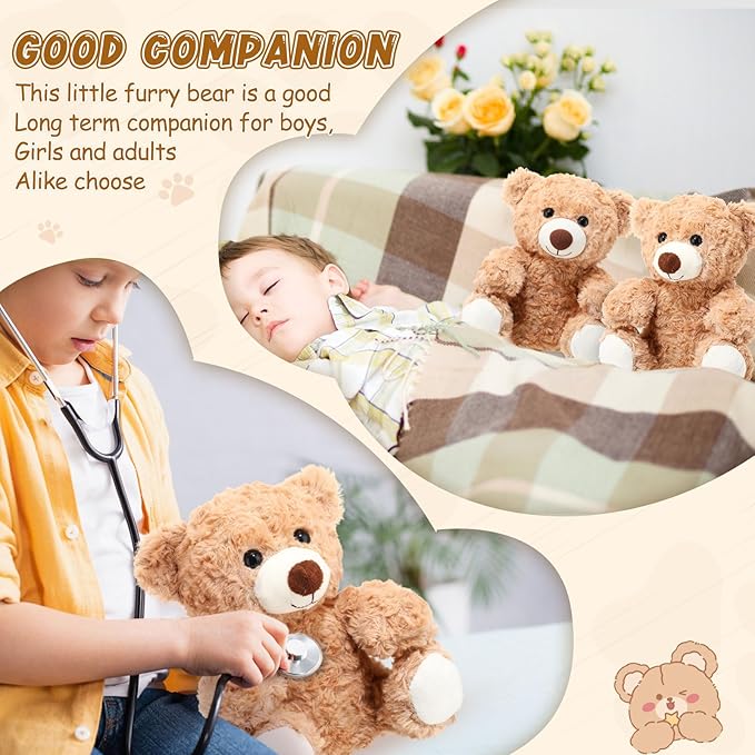Jenaai 8 Osos de Peluche 10 Pulgadas Marrón Claro para Fiestas miniatura 5