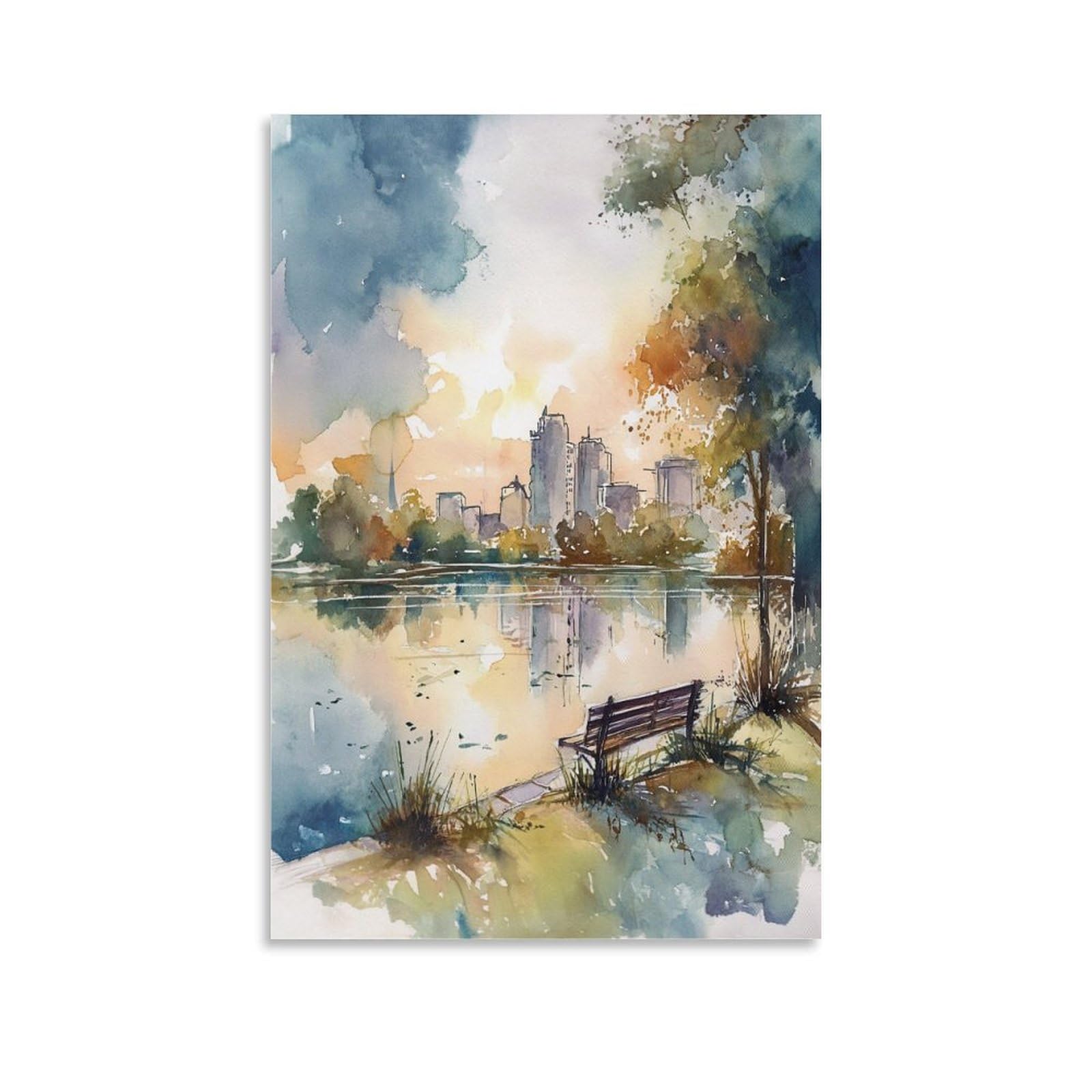 XWYMXZ Orlando Watercolor Florida 08x12inch(20x30cm) Vintage Travel Poster Watercolor Canvas Art