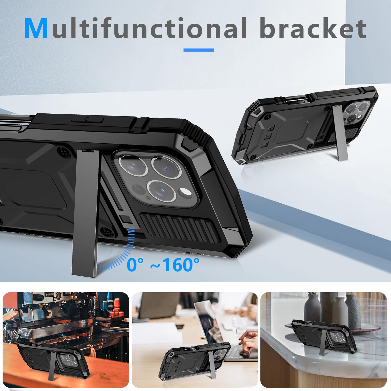 MIYIYQP Compatible for iPhone 16 Pro Max 5G Case with Stand Kickstand & Built-in Camera & Screen Protector - Image 4