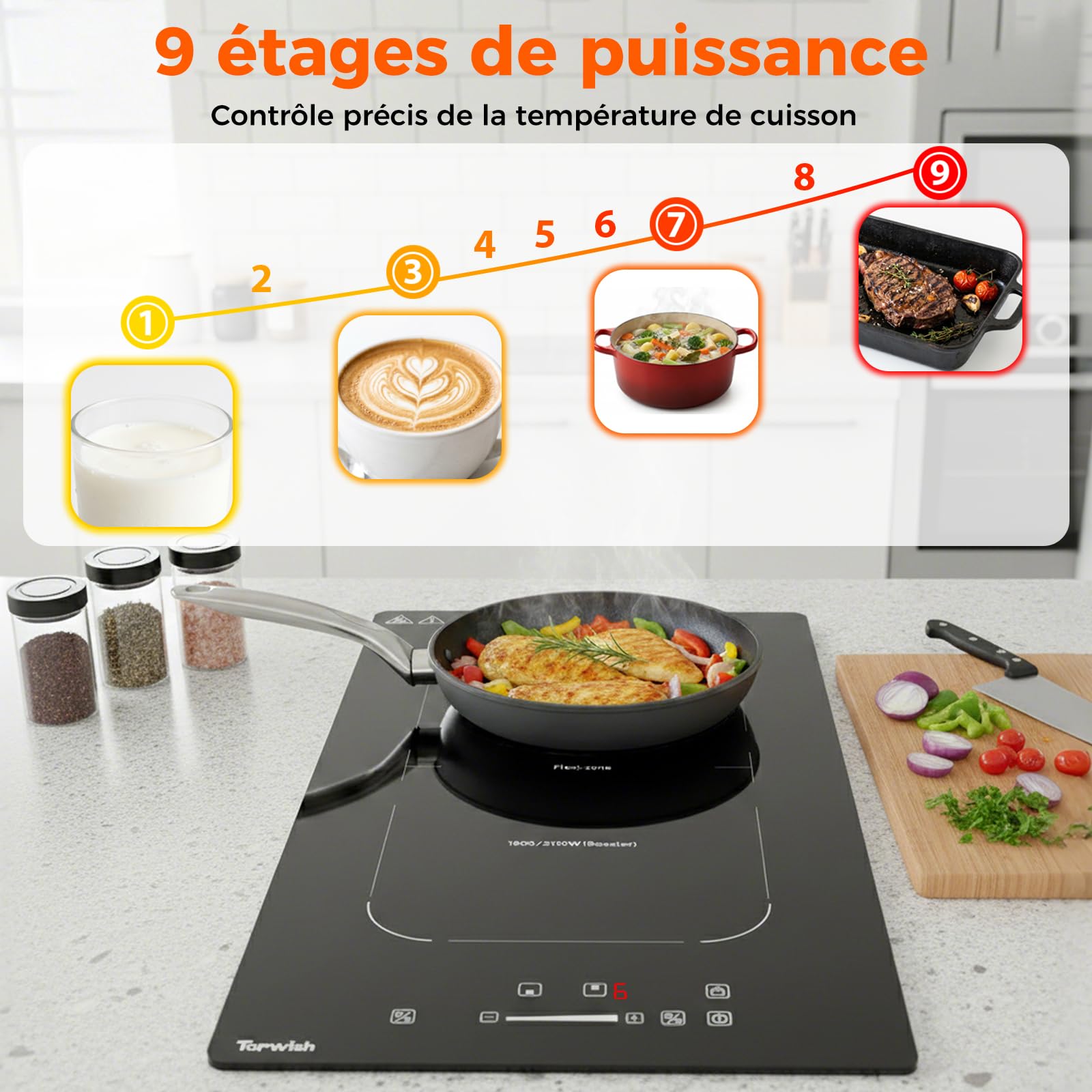 Topwish Plaque Induction 2 Feux, Plaque de cuisson induction zone flexibles
