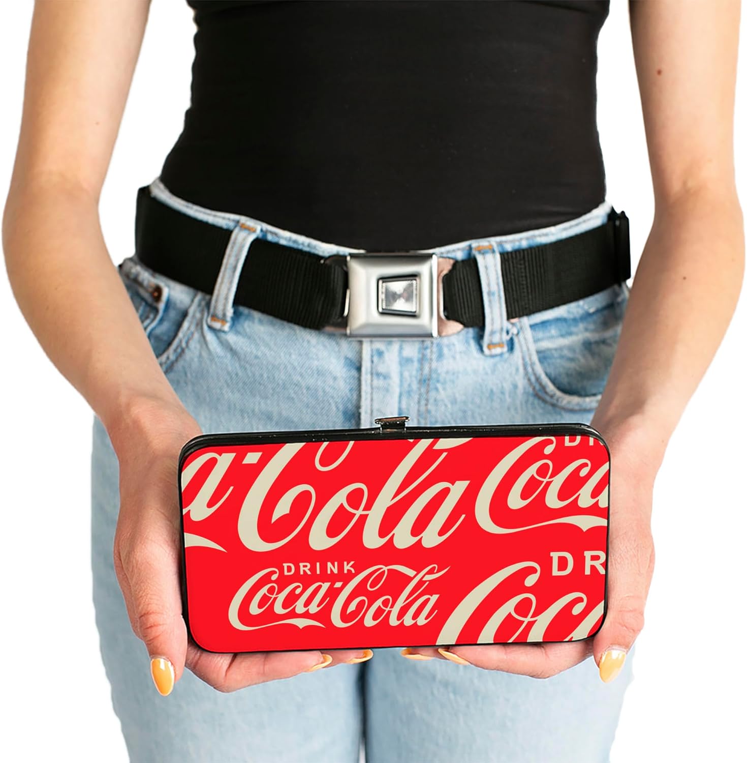 Buckle-Down Coca-Cola Wallet, Hinged, Drink Coca Cola Close Up Red White, Vegan Leather