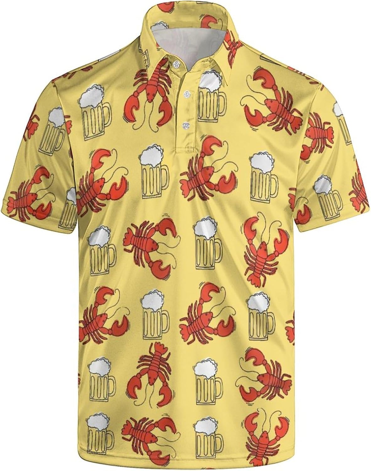 Men's Golf Shirt Funny Polo Shirts Button Up Short Sleeve Party Outfit Shirt for Men