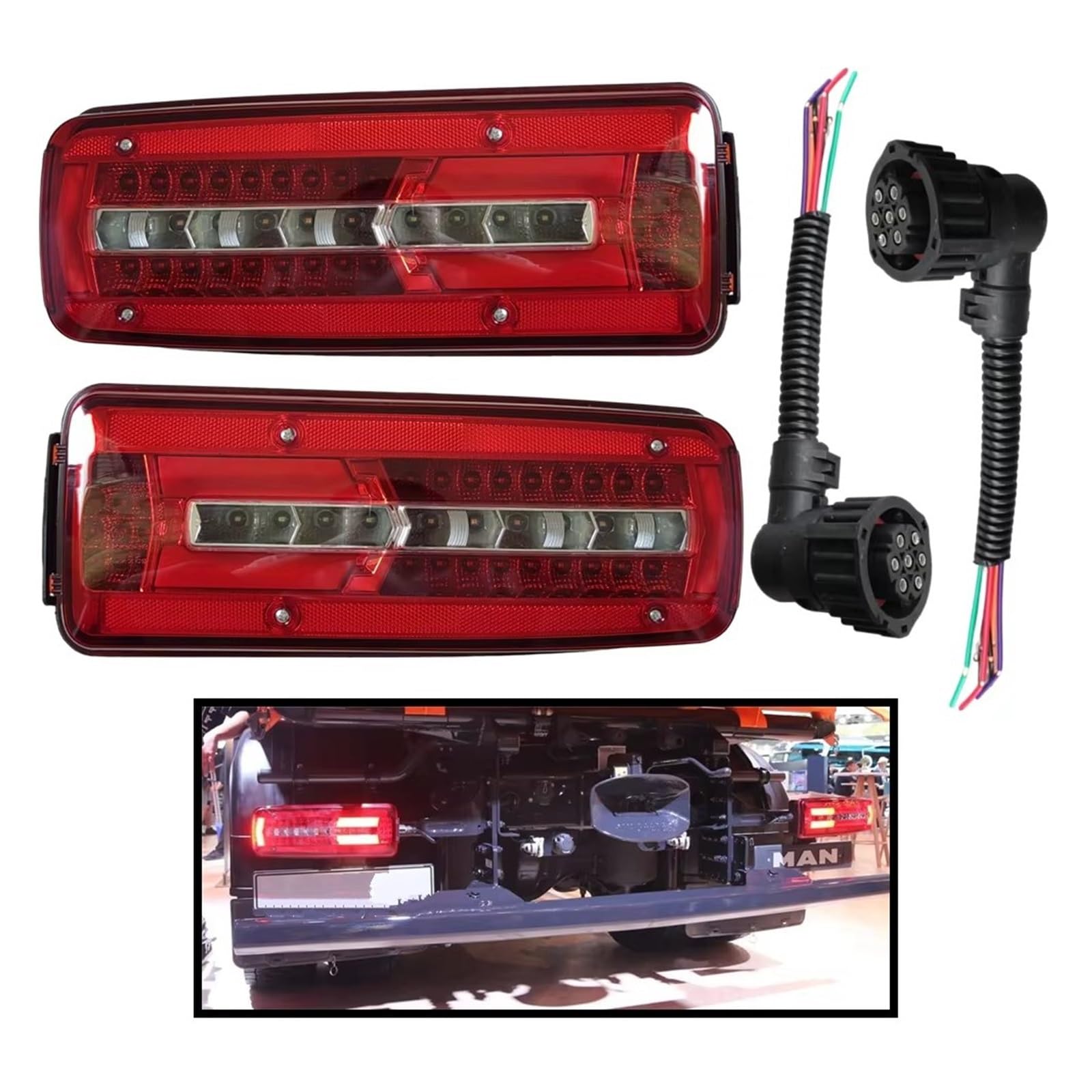 Arrière Feux Phare Arrière LED 24 V Pour MAN TGX TGX TGM Camion Feu Arrière Droit Gauche Avec Connecteurs Accessoires 1 Pièce Feu Arrière Remorque(Left With Connector)