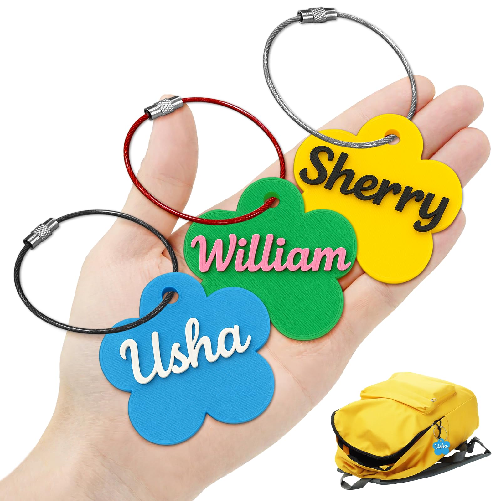 Personalized Backpack Name Tags for Kids - Custom Name Keychain with Text, Back to School Gifts for Students Boys Girls
