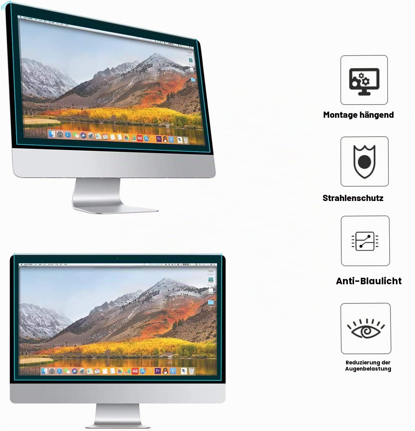 MOSISO 23-24 Zoll Monitor Blickschutzfilter Blickschutzfolie mit Blaulichtfilter UV Sichtschutzfolie für Diagonale 23, 23,6, 23,8, 24 Zoll 16: 9 Breitbild Desktop PC LED Monitore (54x34cm/L x B)