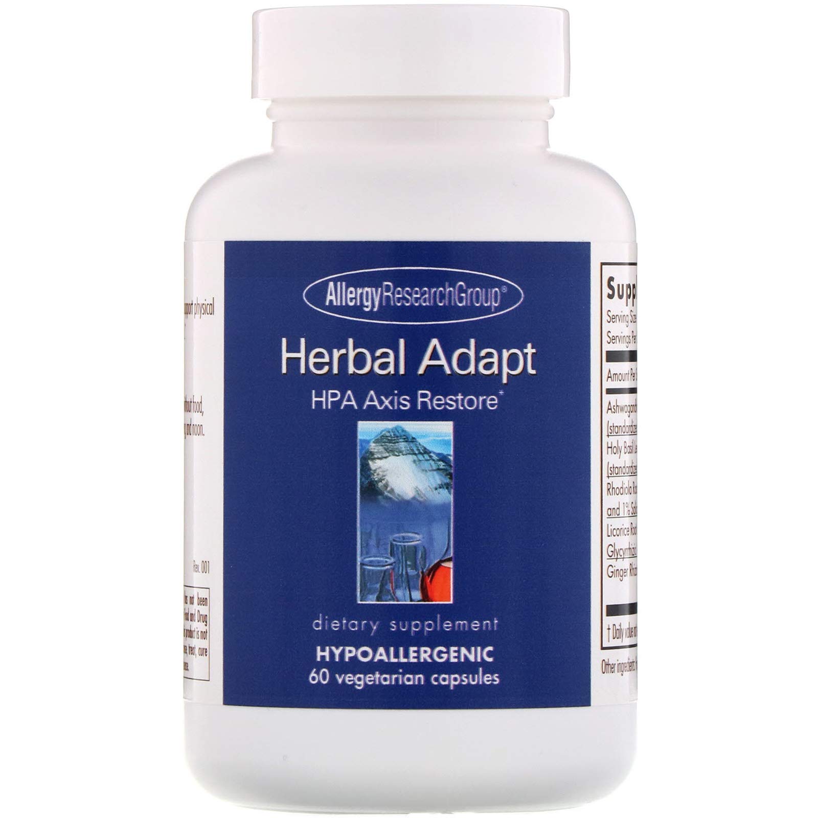Allergy Research GroupHerbal Adapt - Stress Support, Adaptogens Supplement, HPA, Ashwagandha, Rhodiola and Holy Basil, Cortisol Manager - 60 Count