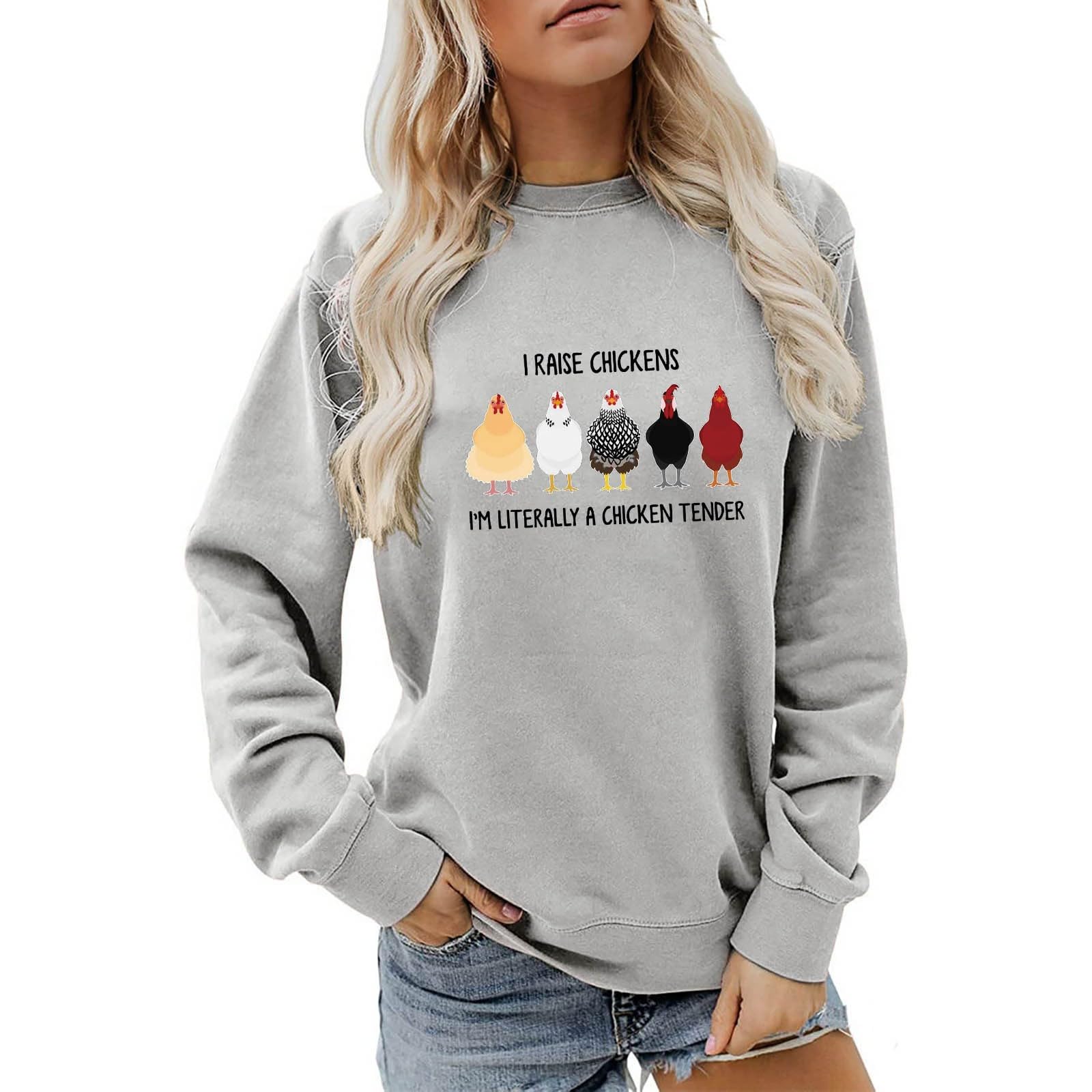 Hoodies For Womens Fall Fashion 2023,Thanksgiving I Raise Chickens Crewneck Pullover Causal 2023 Trendy Tee Outfits