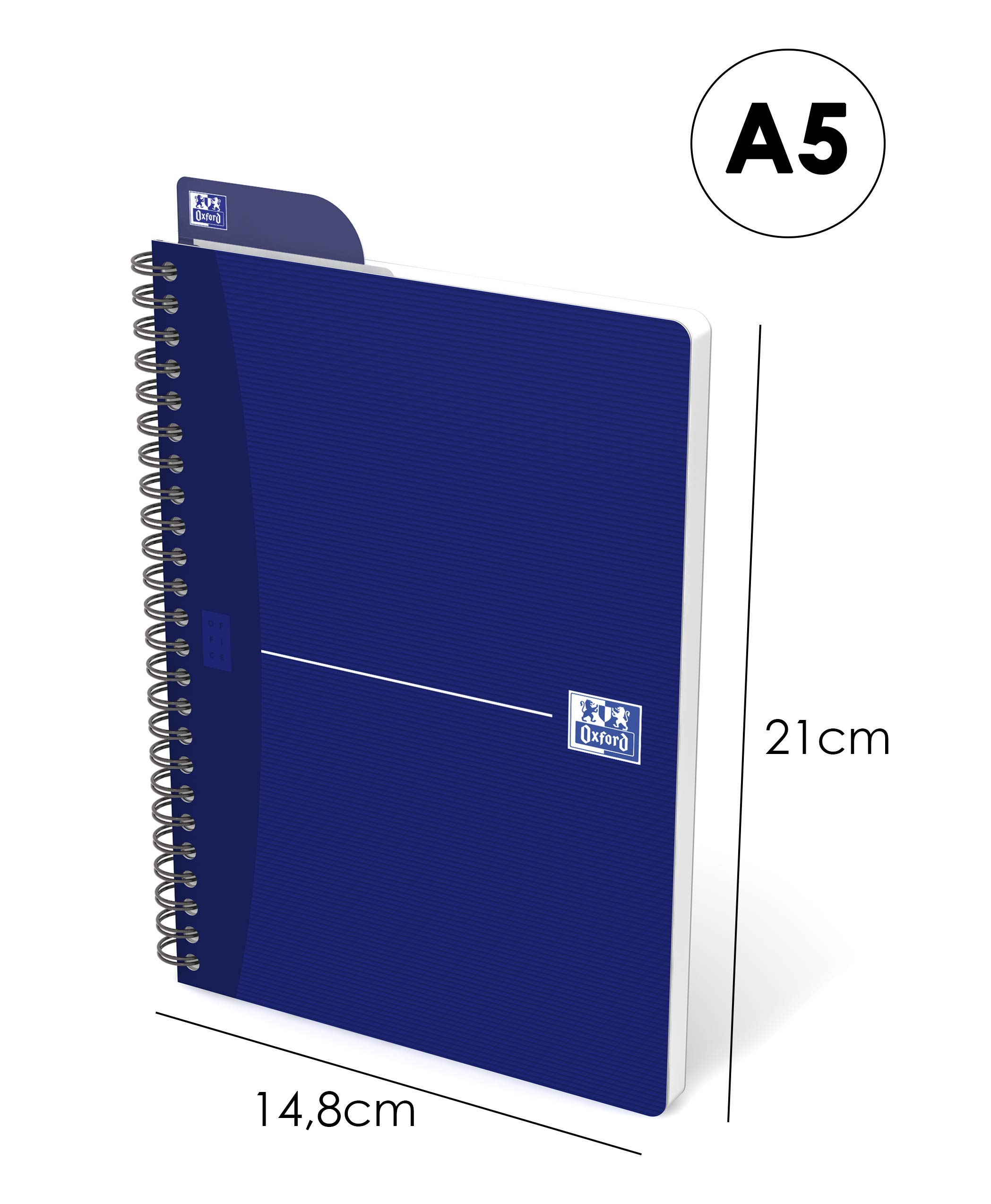 Oxford Essentials Notizbuch Spiralgebunden A5 5mm kariert 50 Blatt 90g Papier 10er Pack mit 6 Farben Softcover inklusive Lesezeichen-Lineal