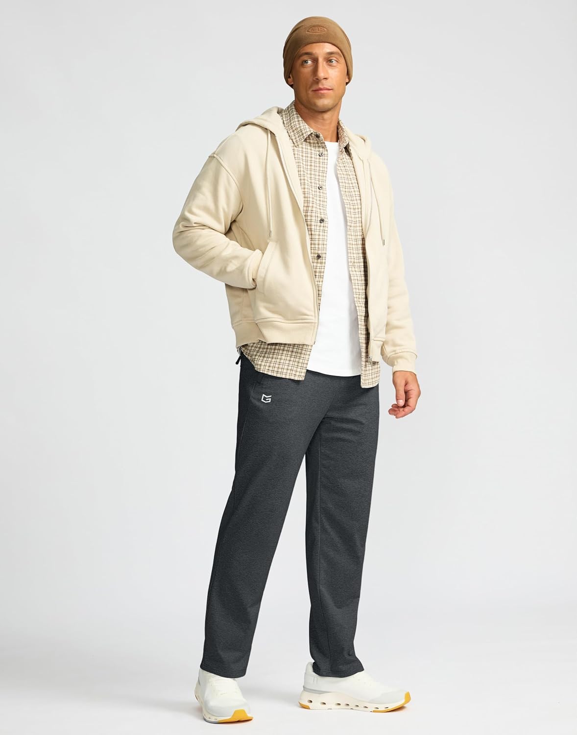 G Gradual Men's Fleece Lined Pants with 3 Zipper Pockets Water Resistant Winter Warm Hiking Pants Athletic Sweatpants for Men - Image 3