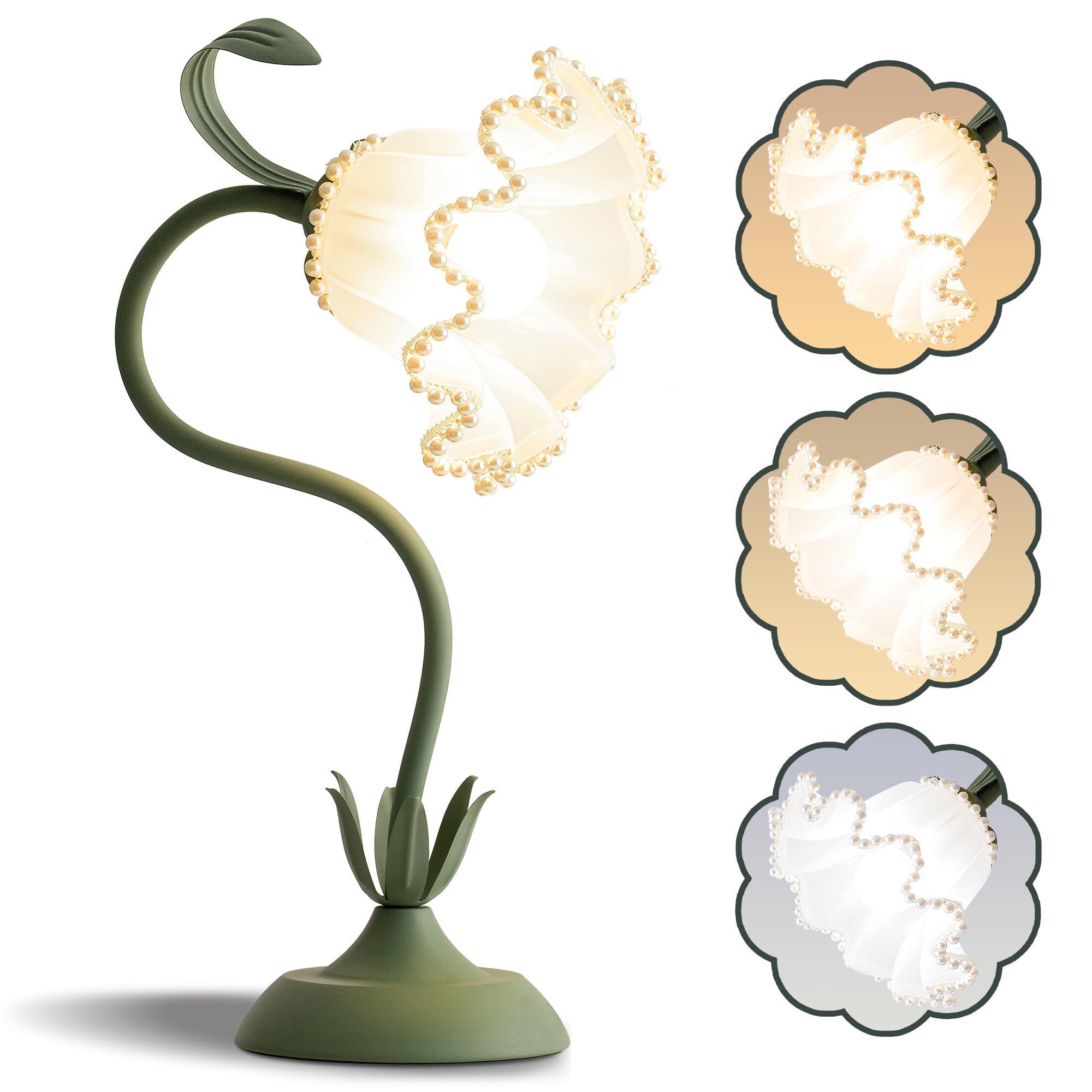 Blume Tischlampe, Nachttischlampe mit Kabelschalter, Vintage