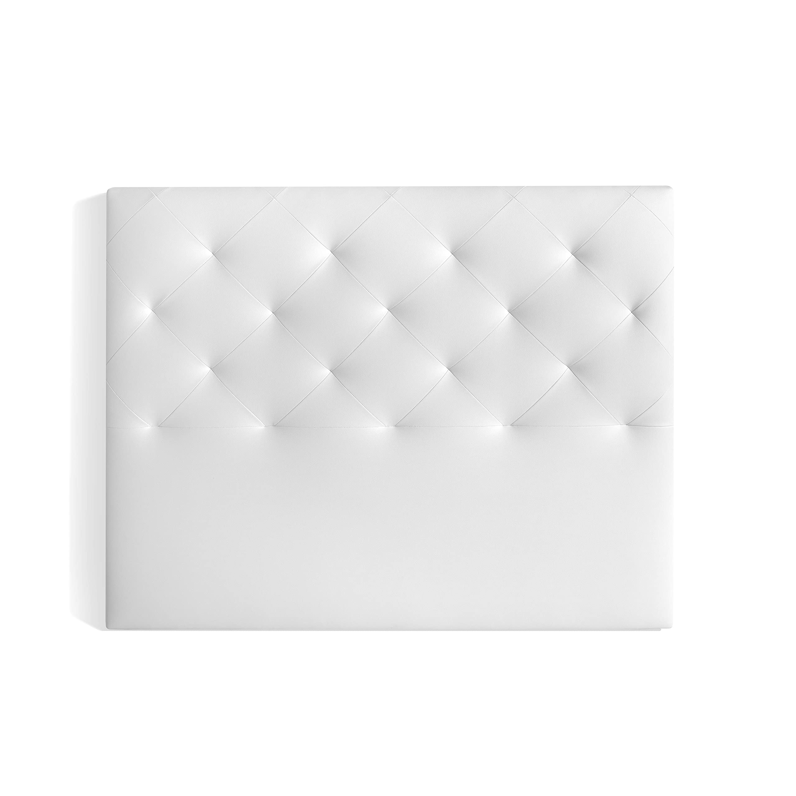 MOMMAHOME® Cabecero de Cama en Polipiel, Cabecero tapizado en ecopiel - Cabecero Acolchado - Incluye herrajes para Colgar, MYRO, 9cm Ancho, Color Blanco, 150 x 120 x 9 cm