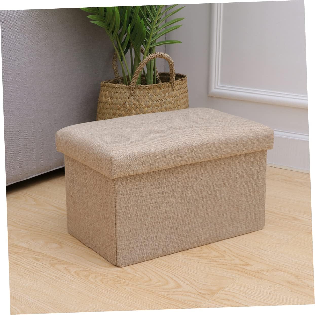 Sturdy Box Storage for Bedroom Living Room Toy Book Storage Folding Bench Foot Rest