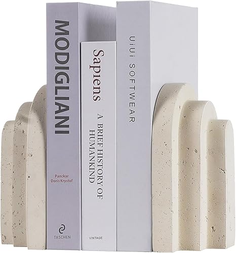 Extremos para libros pesados, sujetalibros decorativos de hormigón para estantes, decoración minimalista moderna de oficina y hogar, decoración