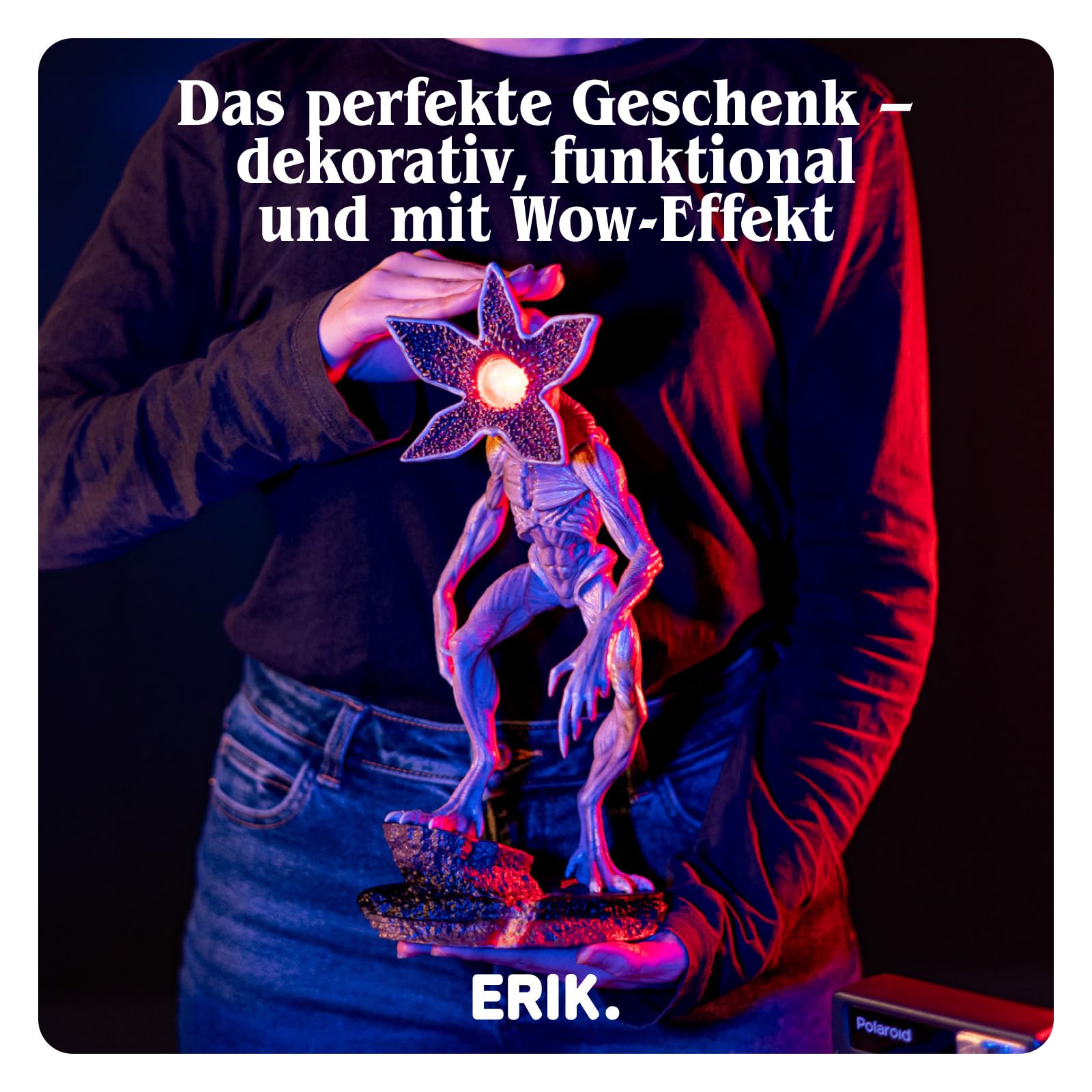 Grupo Erik LED Lampe Stranger Things Demogorgon Licht Deko - Stimmungslicht Schreibtisch 15 x 34 x 19 cm - Nachttischlampe Kinder und Erwachsene Zubehör - Offizieller Stranger Things Merch Fanartikel | Stranger Things Raumdekoration, offizielles Netflix-M