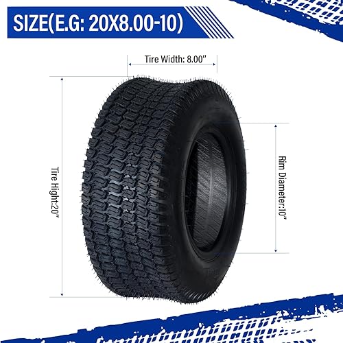Miniatura 3 de Juego de 2 neumáticos de césped de 20 x 8  10 20 x 8 x 10 pulgadas, rango de carga B