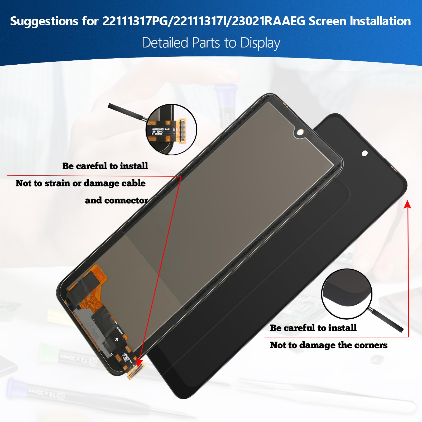 AGCUT LCD Display Für Xiaomi Redmi Note 12 / Poco X5 – Reparaturbildschirm + Werkzeug