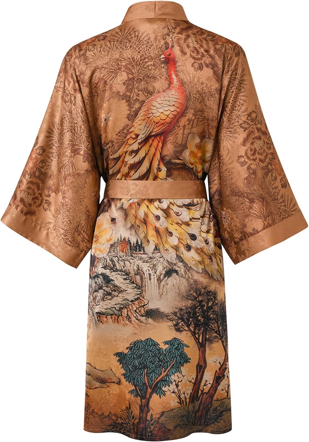 Ledamon Women's Kimono Short Robe - Classic Floral Bathrobe Nightgown - Image 2