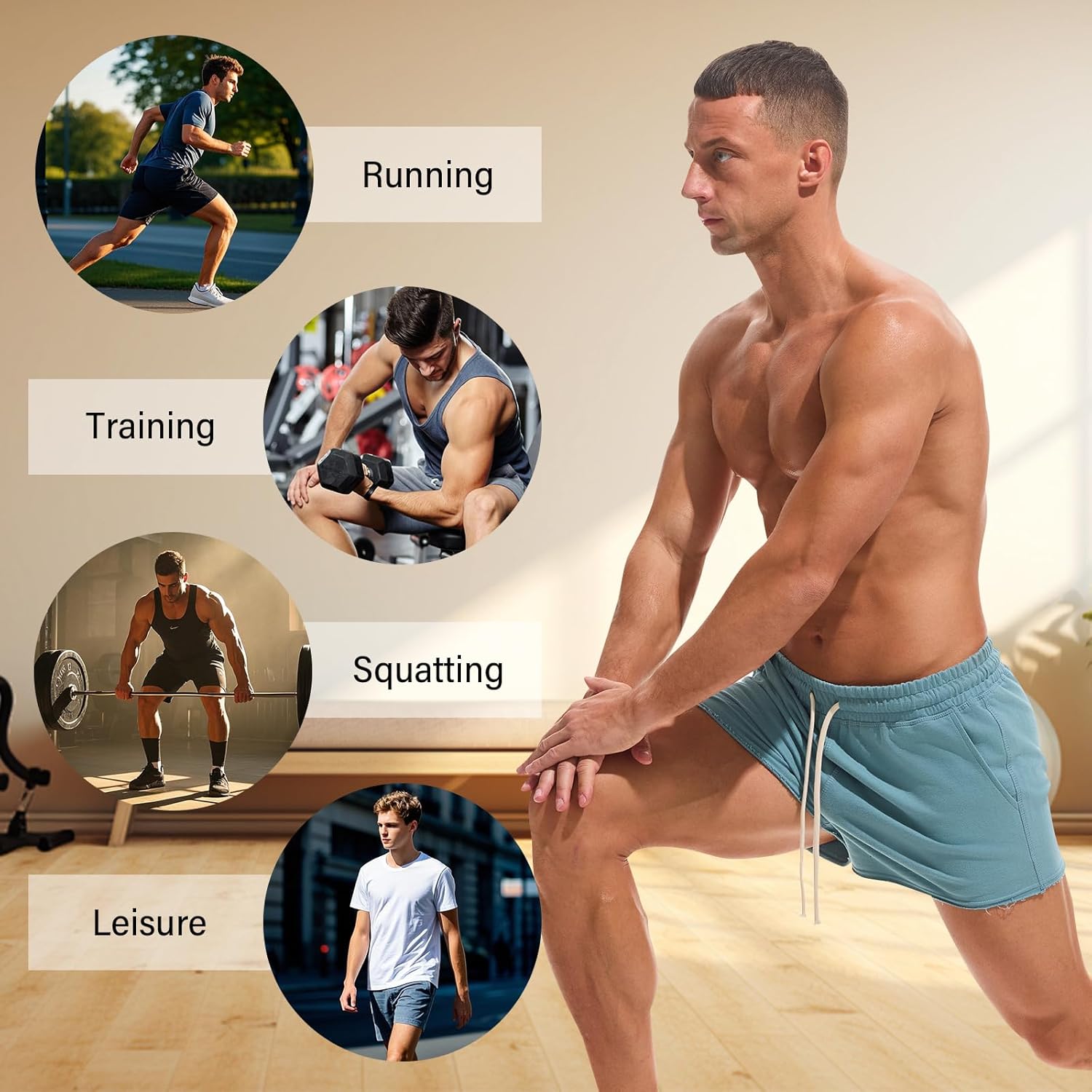 AMY COULEE Mens Workout Shorts 3 inch Cotton Gym Shorts Casual Lounge Short Pants with Pockets - Image 6