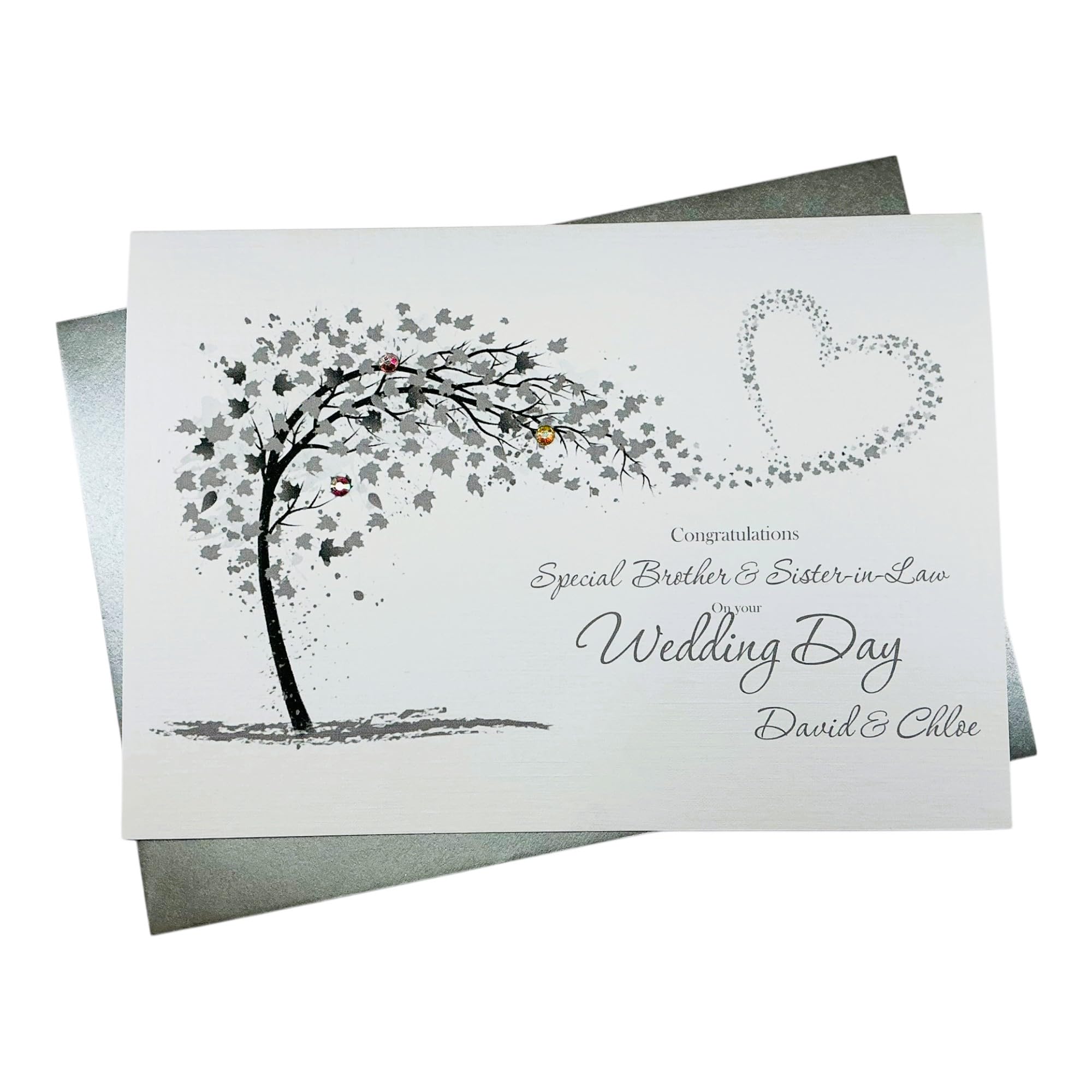 Brother & Sister-in-Law Wedding Day Card - Personalised Greeting Card, Congratulations Gift - Various Designs Sweeping Heart WD