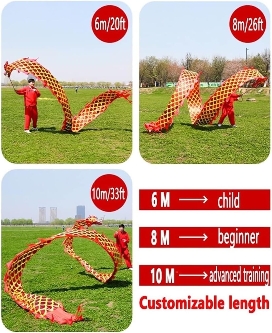 Silk Ribbon for Throwing Dragon Dance Kung Fu Outdoor Exercise Tape POI Swivel and Shaker (Green, 19.7FT)