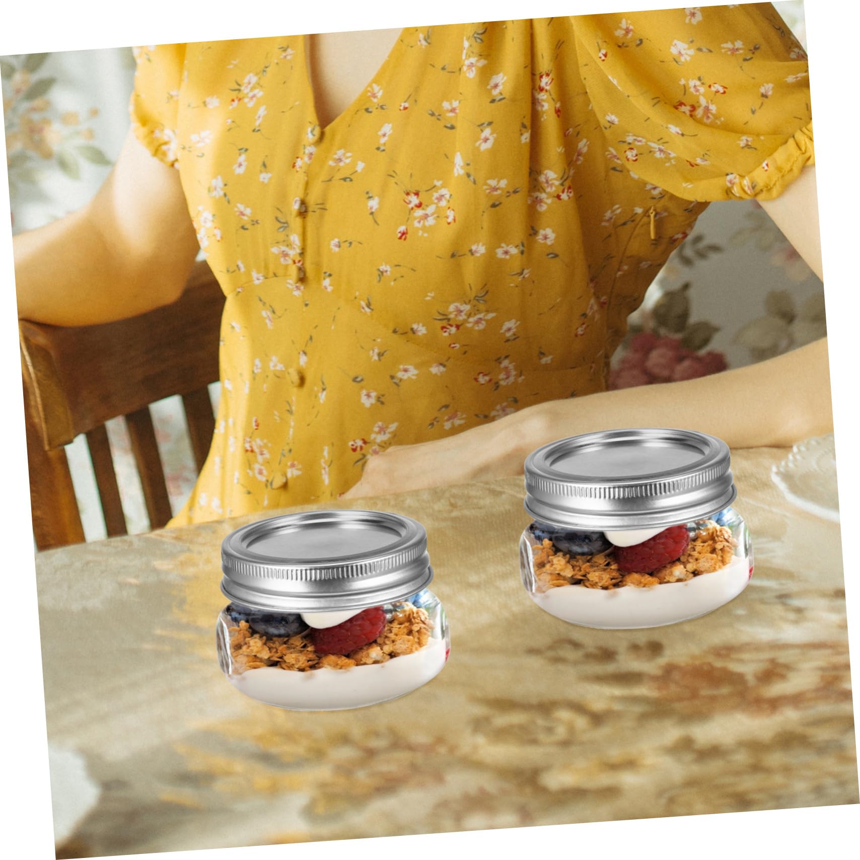 Mikinona 6pezzi Barattolo Piccolo Con Coperchio in Vetro Per Alimenti Dolci Spezie Marmellate e Conservazione Domestica Facile Da Pulire e Riutilizzare