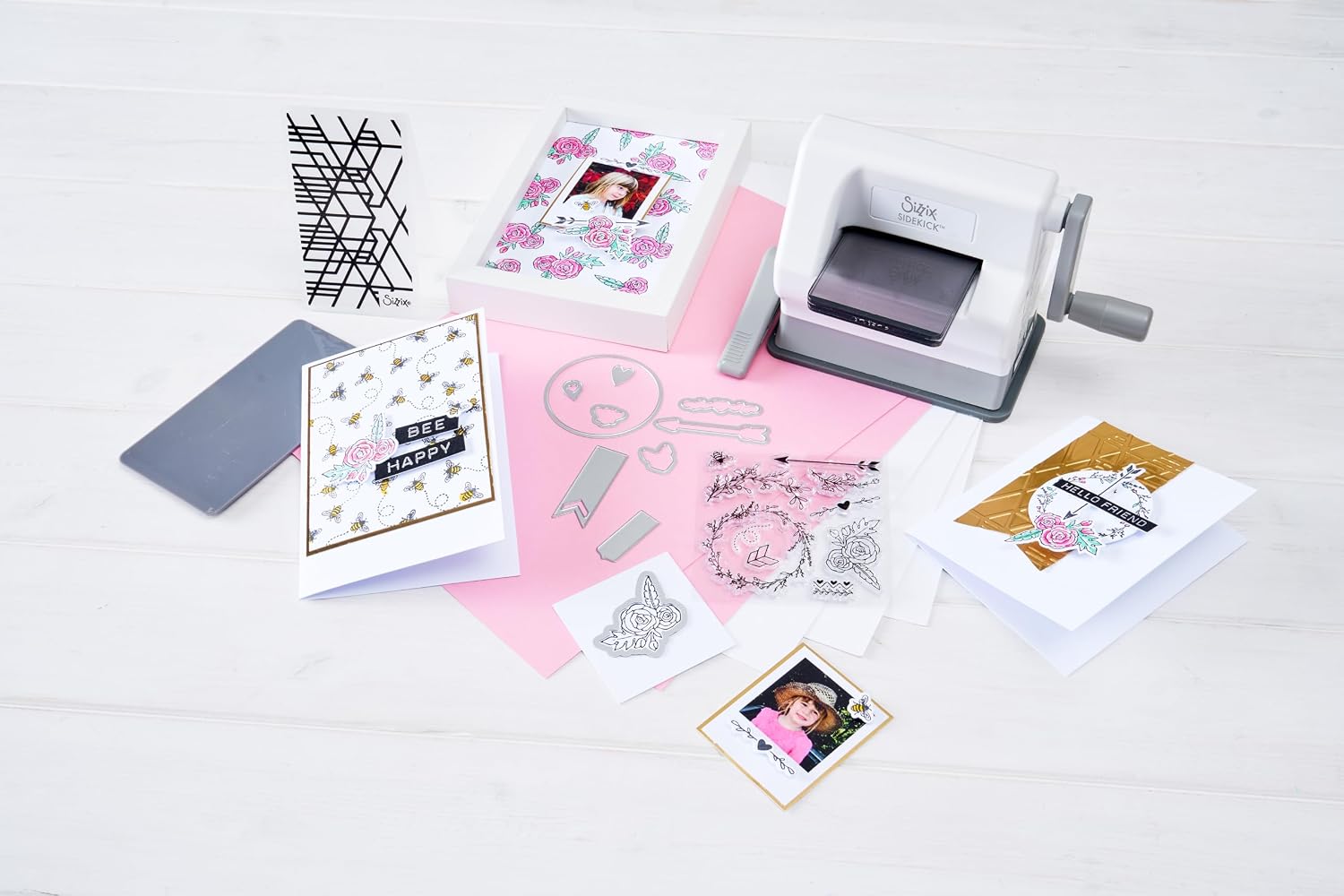 Sizzix Sidekick Starter Kit, Mini Manual Die Cutting Machine, White & Grey
