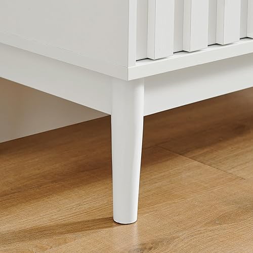 Miniatura 5 de Aparador con almacenamiento  2 puertas acanaladas, 31.5 in de ancho, 32.7 in de alto, estante ajustable  Acento de credenza de buffet acanalado,