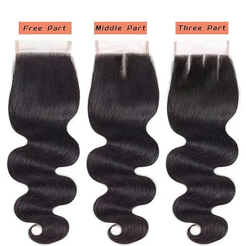 Miniatura 4 de Cierre de encaje transparente de 5 x 5 pulgadas, color negro natural, cabello humano ondulado, parte libre HD, encaje suizo invisible previamente