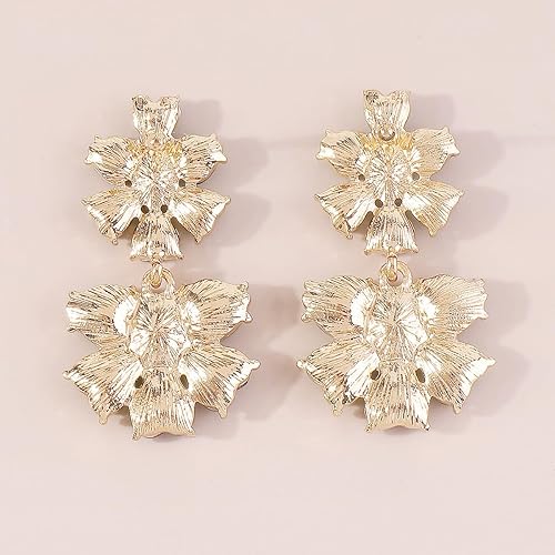 Miniatura 5 de Xerling Pendientes colgantes de cristal de flor pendientes brillantes de diamantes de imitación para mujer