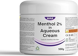Aqueous Cream with Menthol 2% - 500g | Cooling Emollient for Softening & Soothing Skin | External Skin Cleansing Agent