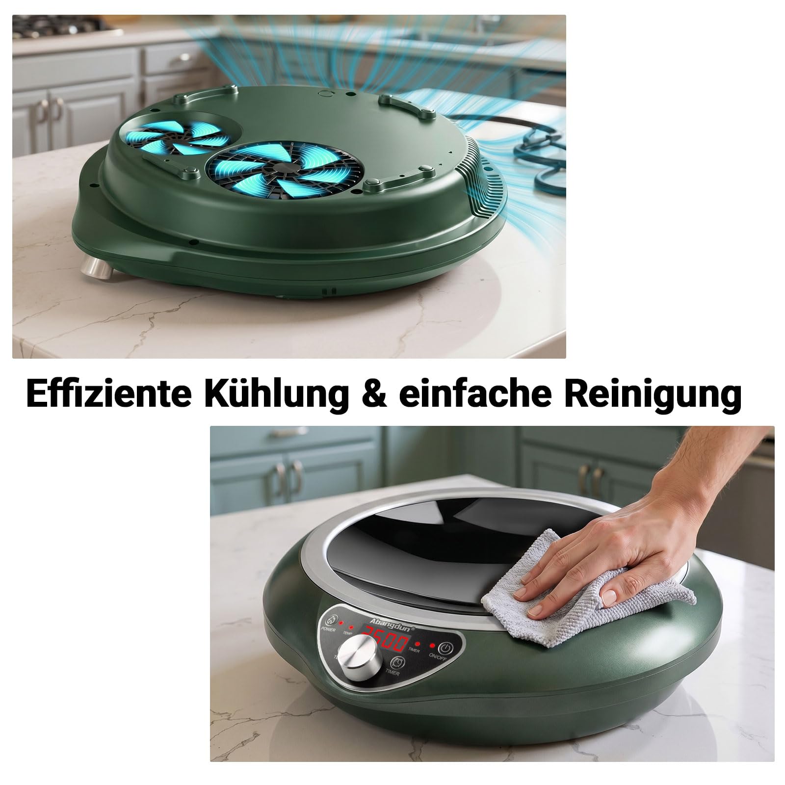 Induktionskochplatte mit Wok, 2500W Induktionskochfeld 1 Platte Kochplatte Induktion mit 16 Leistungsstufen, 200W-2500Watt,Temperaturbereich 80-240°C, LED Display, 18-Stunden-Timer, 190-275V