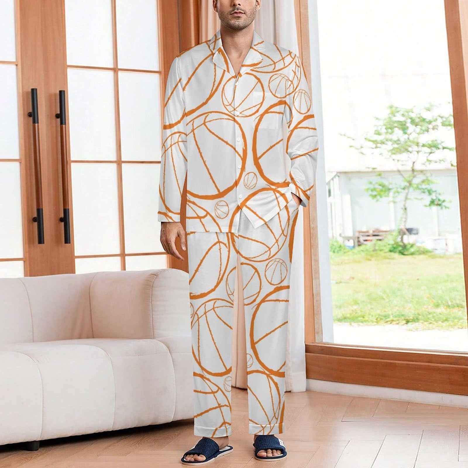 Ropa de dormir para hombre, conjunto de pijama de color rosa rubor y oro rosa con purpurina, camisa de manga larga con pantalones