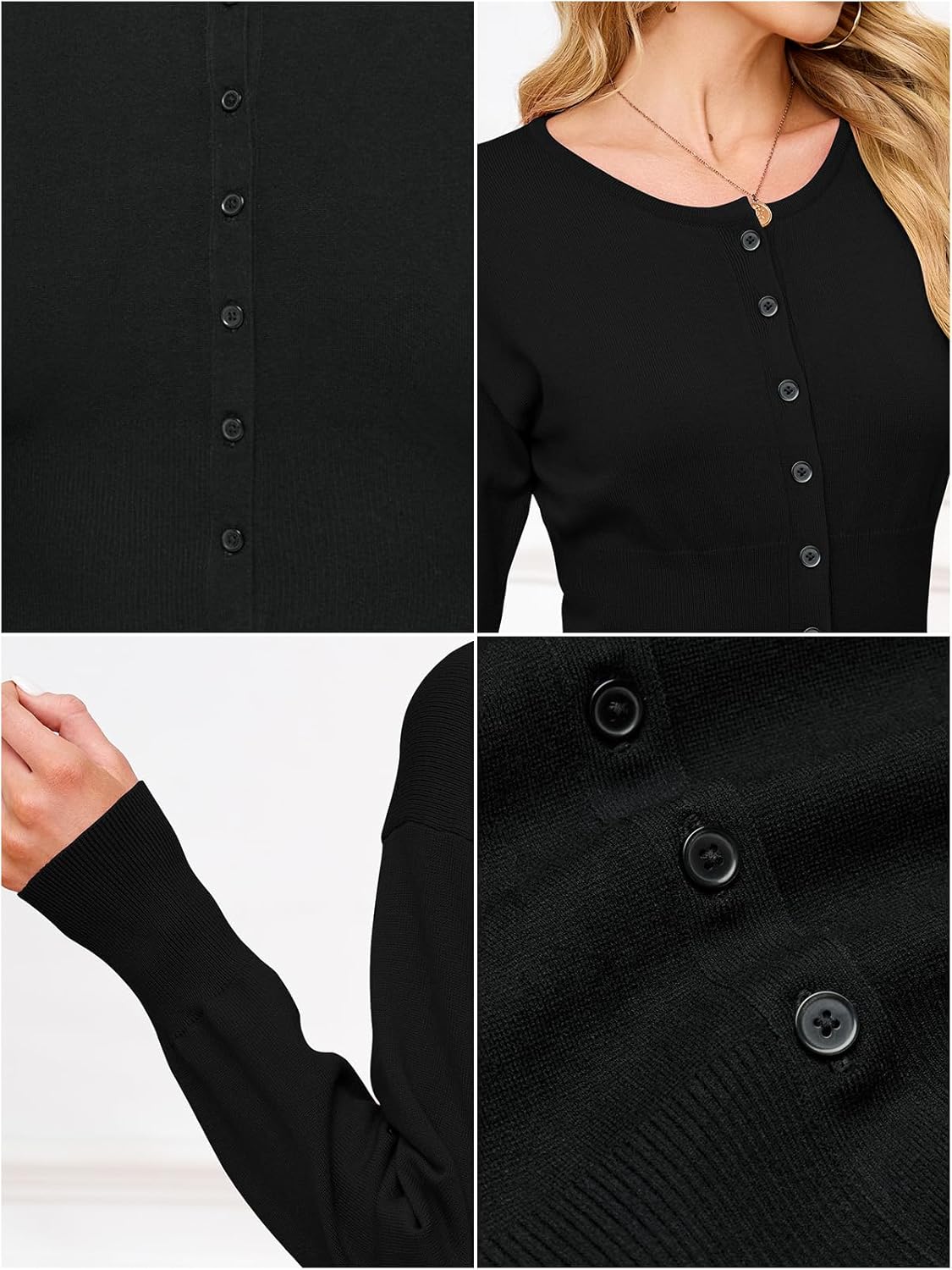 Womens Cropped Sweaters Fall Button Down V Neck Long Sleeve Pullover Solid Casual Ribbed Knit Slim Fit Cardigan - Image 6
