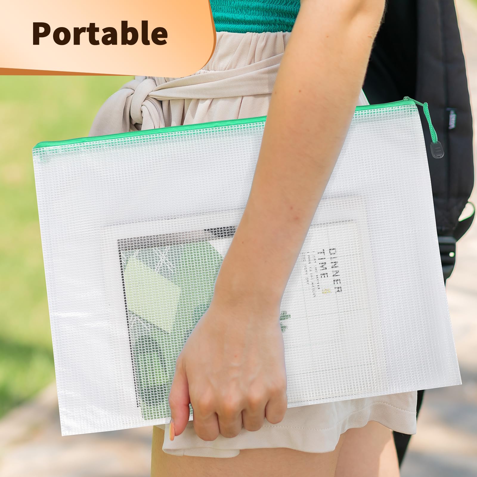 Umriox Bolsa de documentos de malla con cremallera, 6 tamaños surtidos (6 colores, 18 paquetes), bolsas transparentes con cremallera, bolsas impermeables con cremallera para proyectos de manualidades,