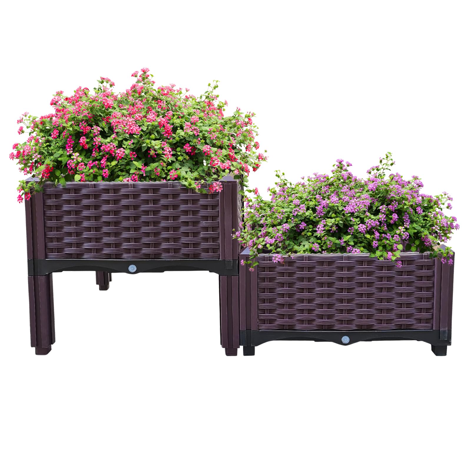 Set of 2 Raised Garden Beds Outdoor Planter Raised Beds Self Watering Garden Beds Outdoor Garden Boxes Elevated Raised Gardens for Backyard Patio Flowers, Vegetables, Fruits, Succulents