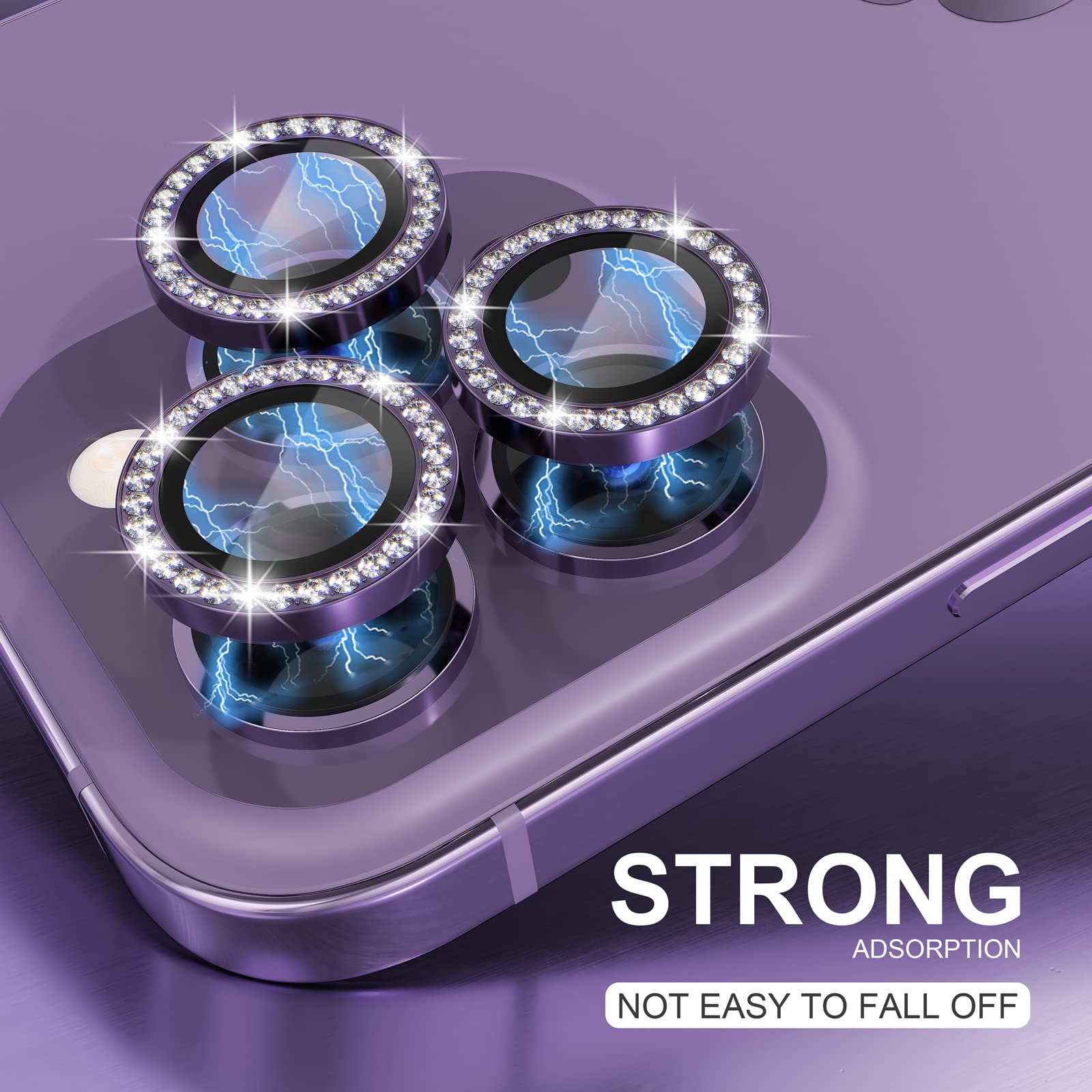 [3+1] Choiche dla iPhone 14 Pro / iPhone 14 Pro Max osłona obiektywu aparatu, szkło hartowane 9H, osłona aparatu, ochraniacz ekranu, metalowy pierścień, akcesoria dekoracyjne (bling-fioletowy)